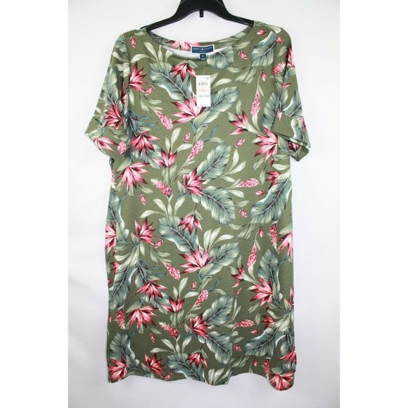 Karen Scott Sports Plus Women's Sports Dress Size 0X Green Floral - Picture 1 of 4